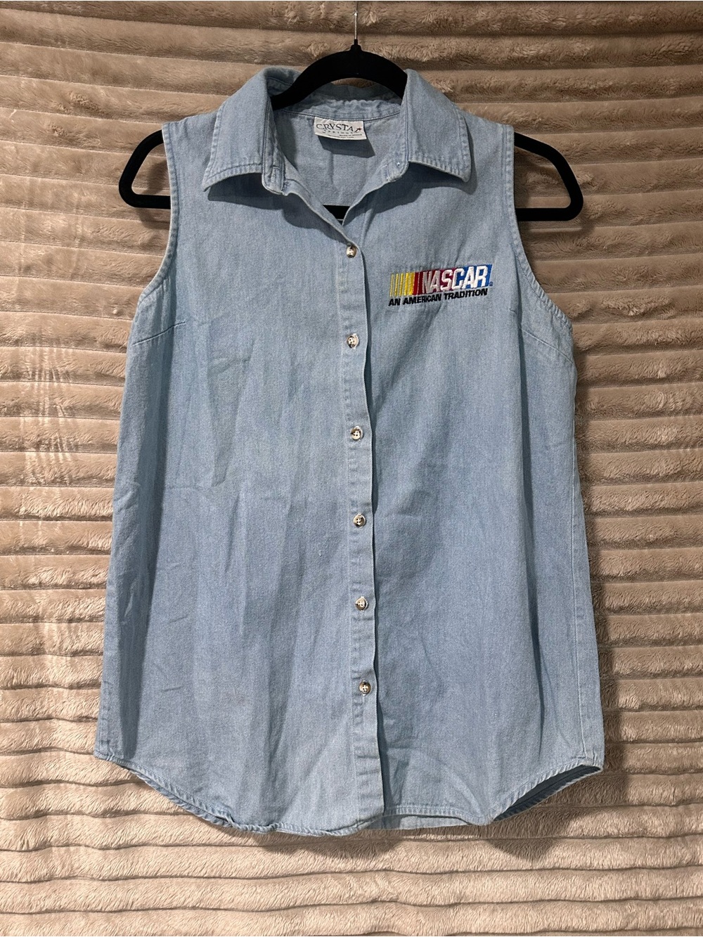 Nascar denim button up vest